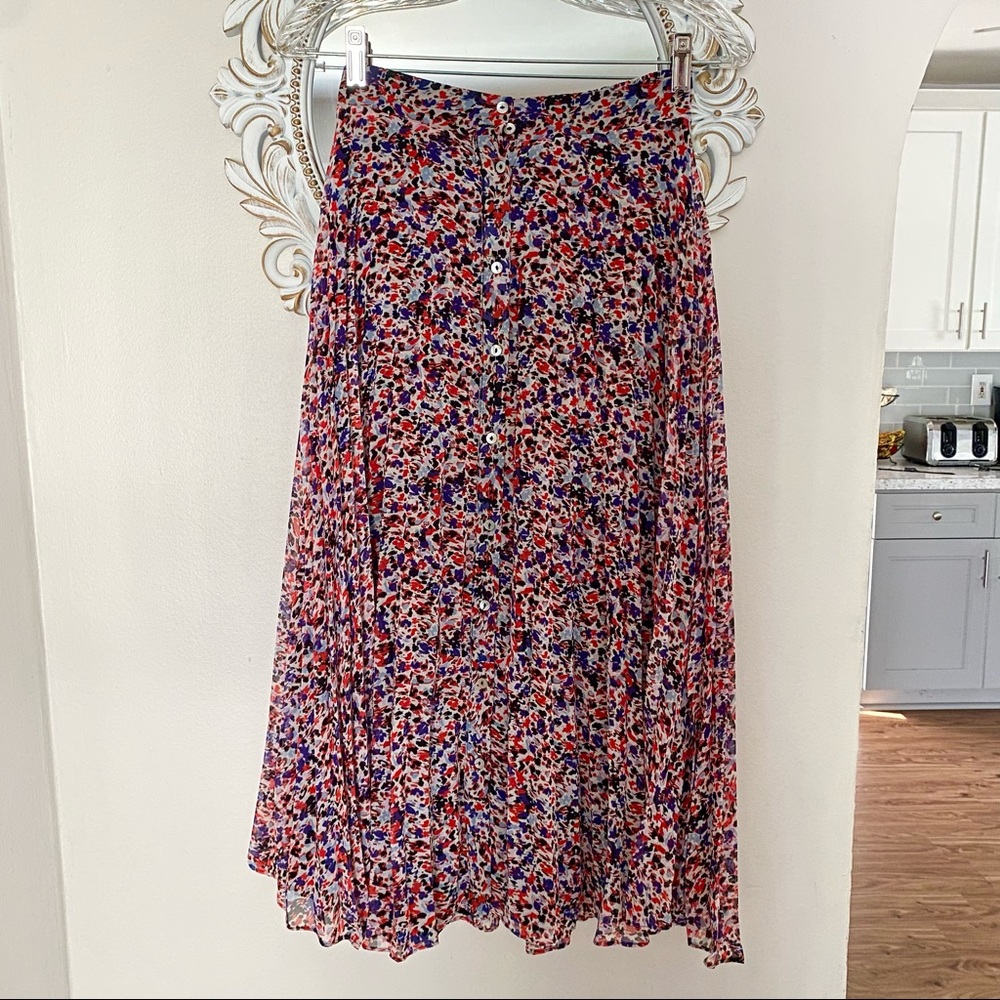 Anthropologie pleated floral skirt